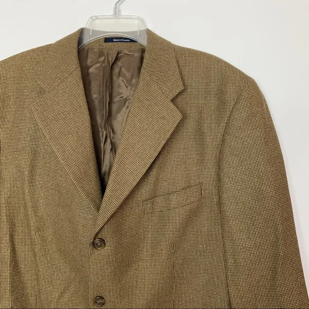 Polo University Club Ralph Lauren Silk Wool Blend Brown Woven Blazer Jacket 43R